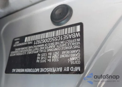2016 BMW Activehybrid 5 from USA, damaged, VIN WBA5E1C55GD062921